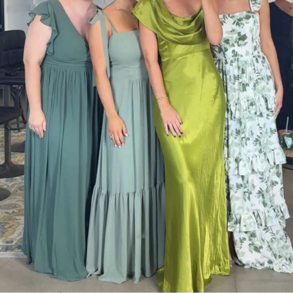 Morilee Madeline Gardner Green Tie Sleeve Dress